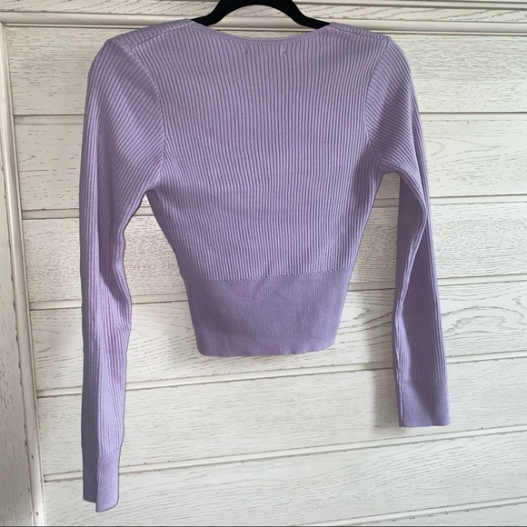 Purple Knitted Sweater Fitted Top - Picture 2 of 2